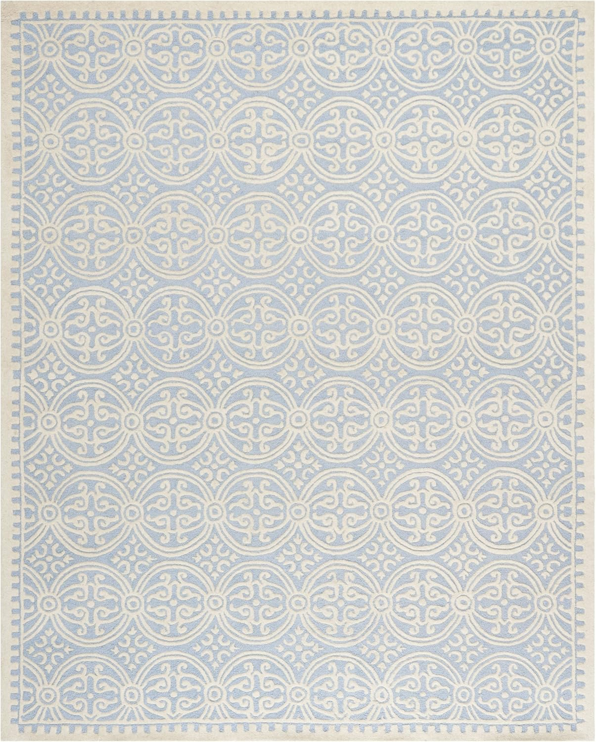 SAFAVIEH Cambridge Leslie Geometric Wool Area Rug, Light Blue/Ivory, 11' x 15'