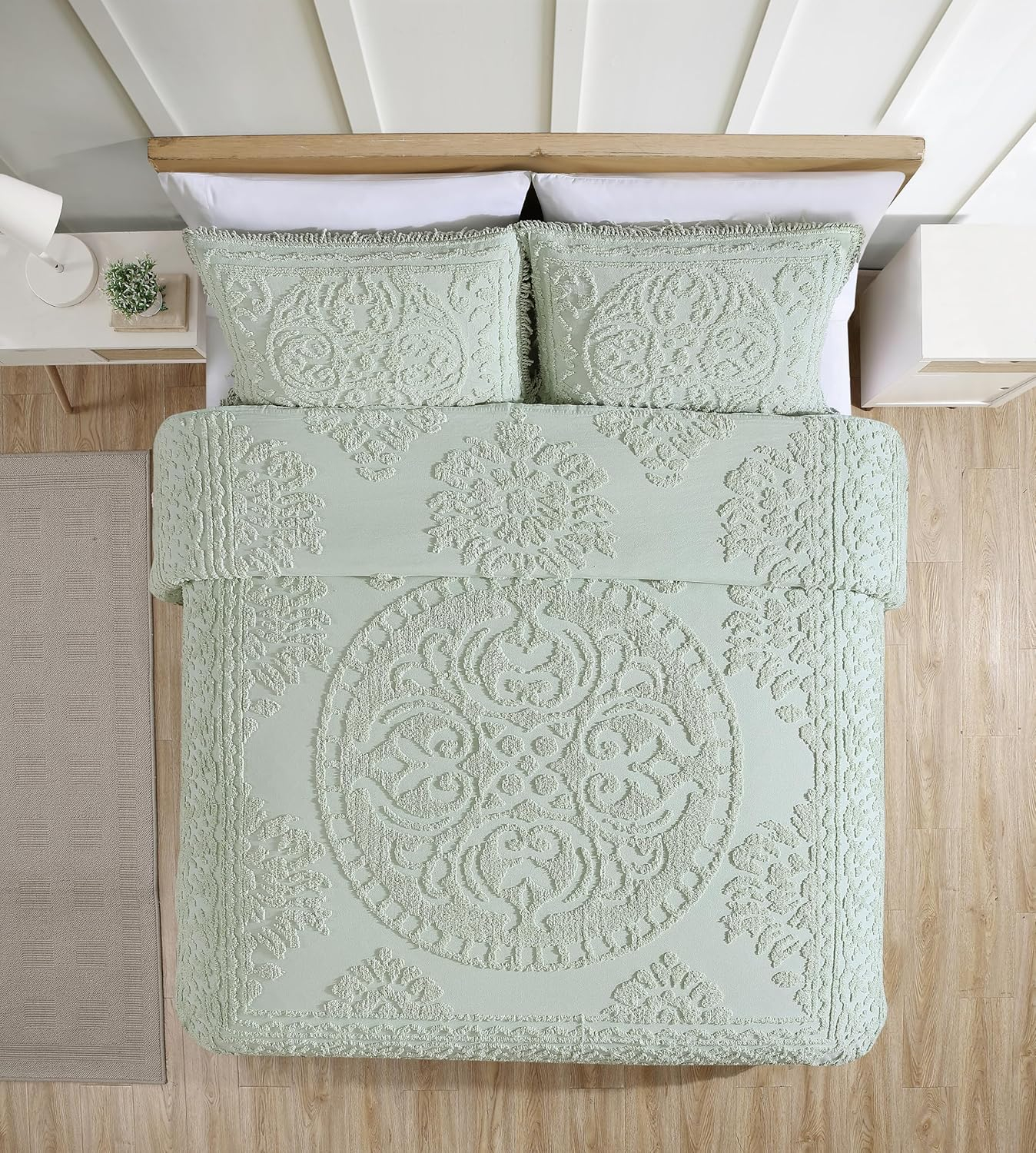 Collections Etc Luxurious Medallion Chenille Fringe Border Pillow Sham
