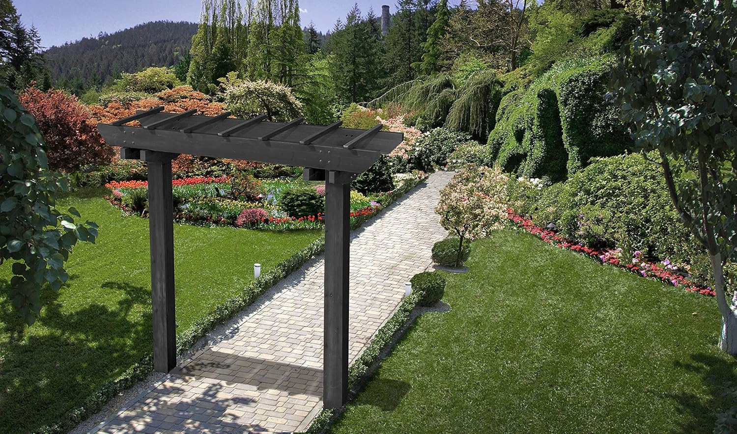 Vita 72" x 90" Wildwood 2 Post Cedar Arbor, Charcoal, VA68896