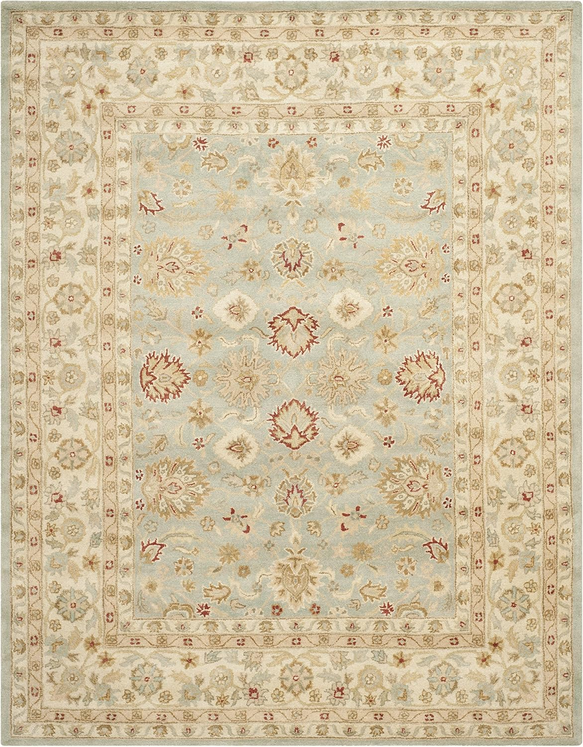 Antiquity Hand Tufted Wool Oriental Area Rug in Gray Blue and Beige