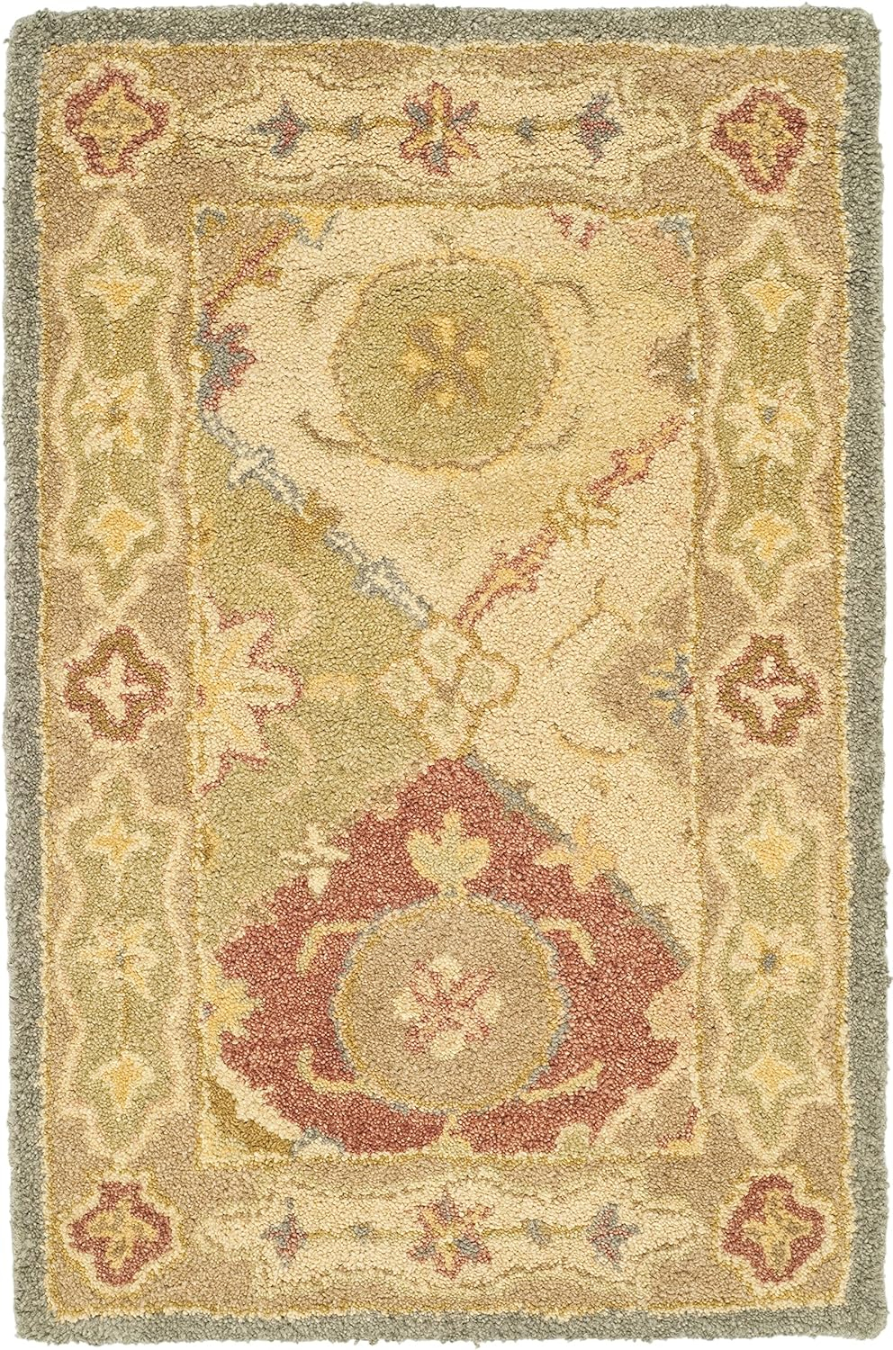 SAFAVIEH Antiquity Collection 2' x 3' Multi / Beige AT316A Handmade Traditional Oriental Premium Wool Accent Rug