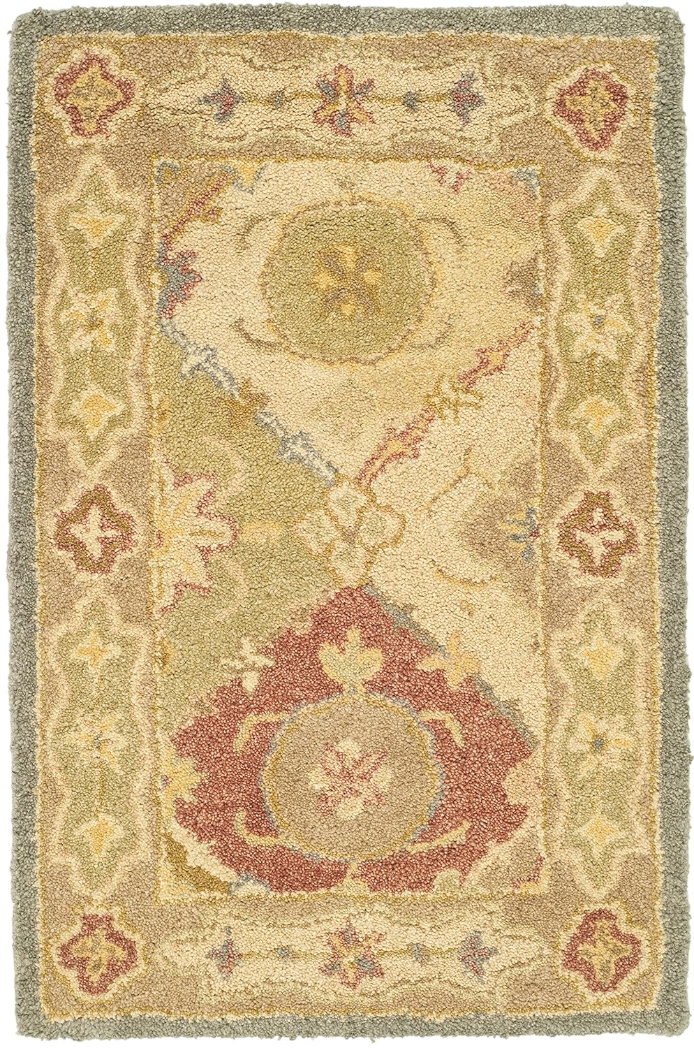 Ivory Handmade Tufted Wool Area Rug, 30" x 18"