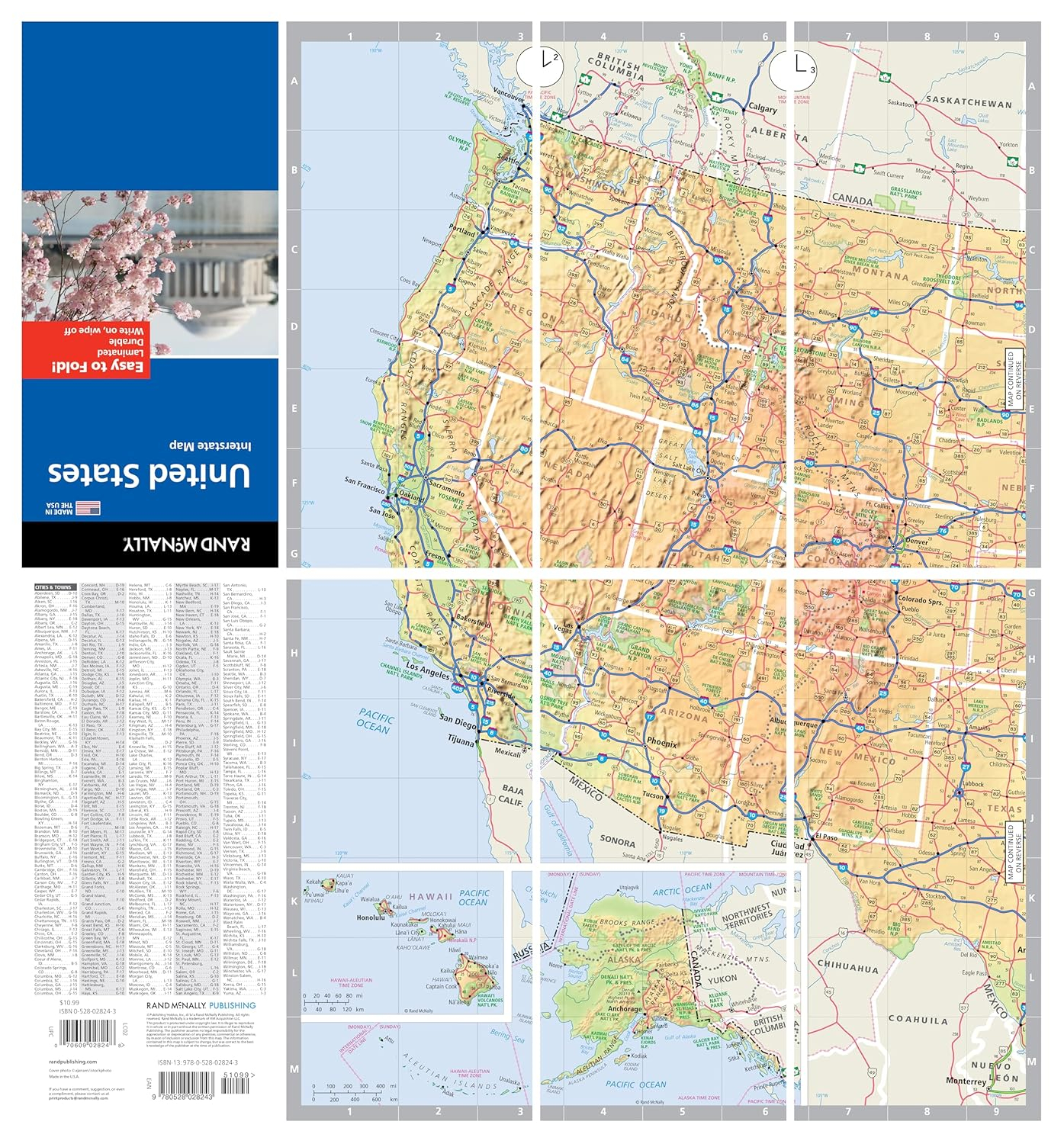 United States Laminated Foldable Map with Quick-Reference Legend