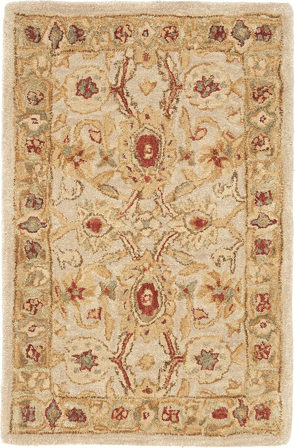 SAFAVIEH Anatolia Trinity Traditional Wool Area Rug, Ivory/Sage, 2' x 3'