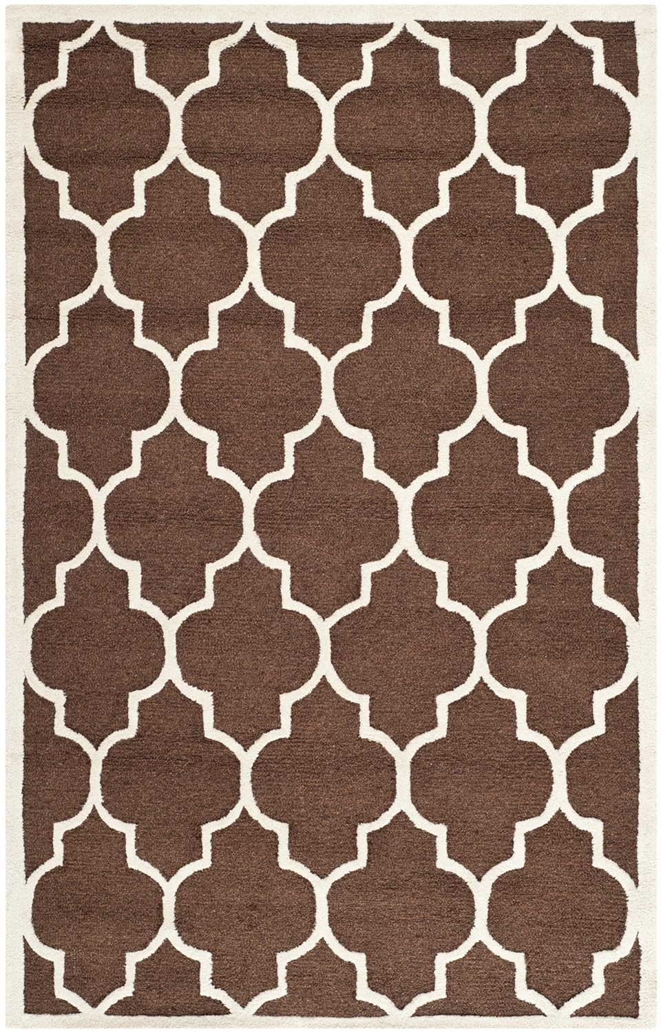 SAFAVIEH Cambridge Kevin Geometric Wool Area Rug, Dark Brown/Ivory, 5' x 8'