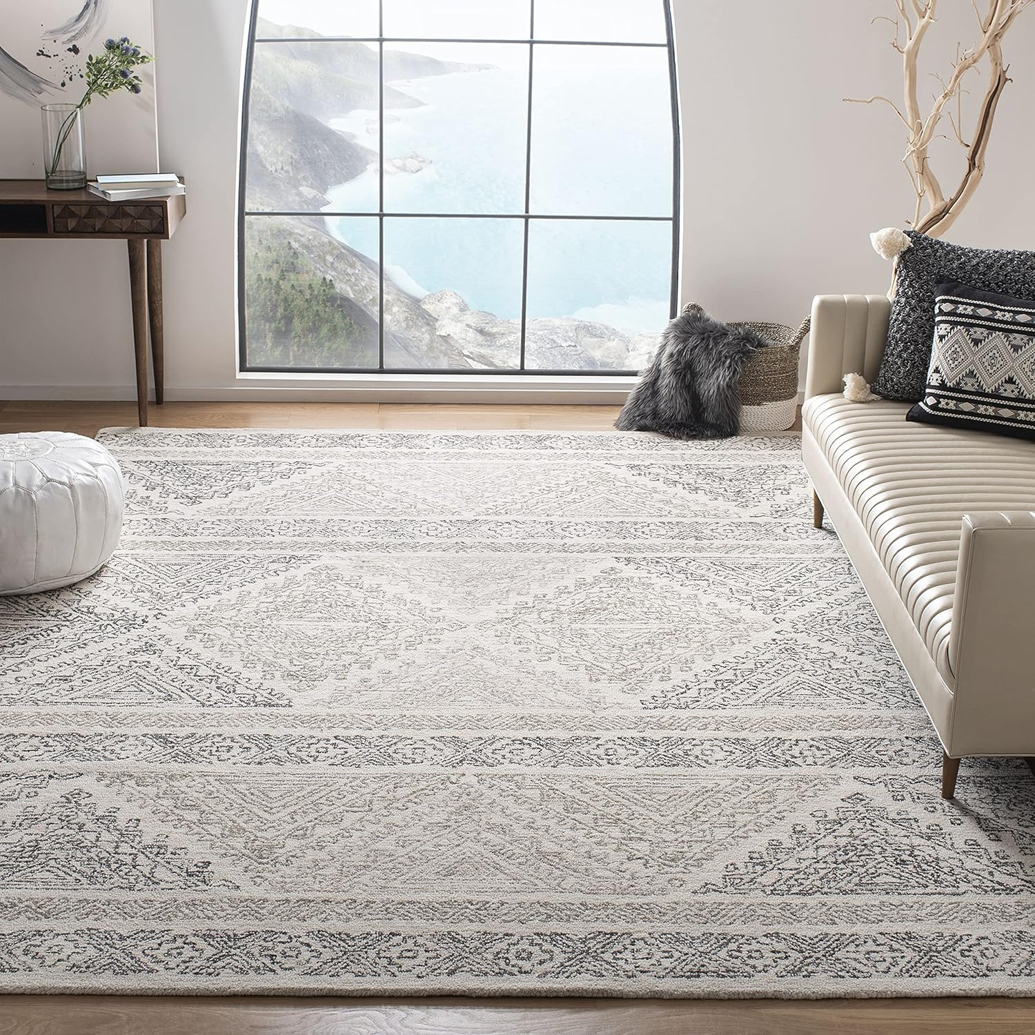SAFAVIEH Micro-Loop Collection Accent Rug - 2'6" x 4', Ivory & Light Brown, Handmade Moroccan Boho Wool, Ideal for High Traffic Areas in Entryway, Living Room, Bedroom (MLP206B)