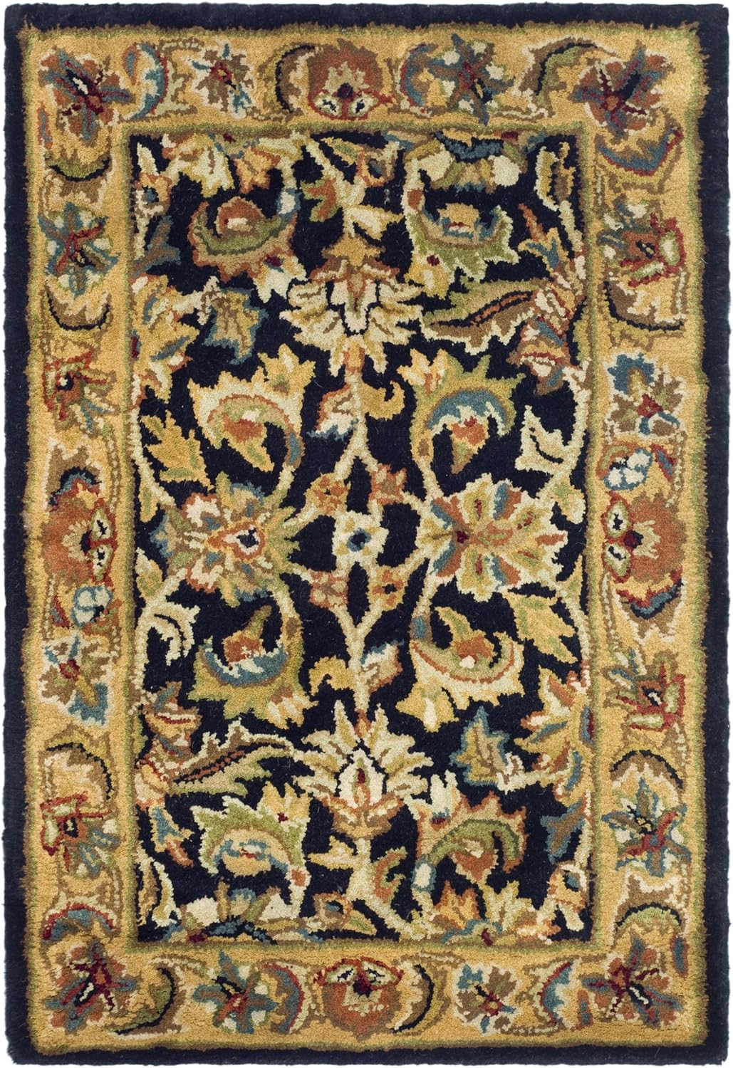 SAFAVIEH Classic Gloria Traditional Wool Area Rug, Black/Gold, 2'3" x 4'