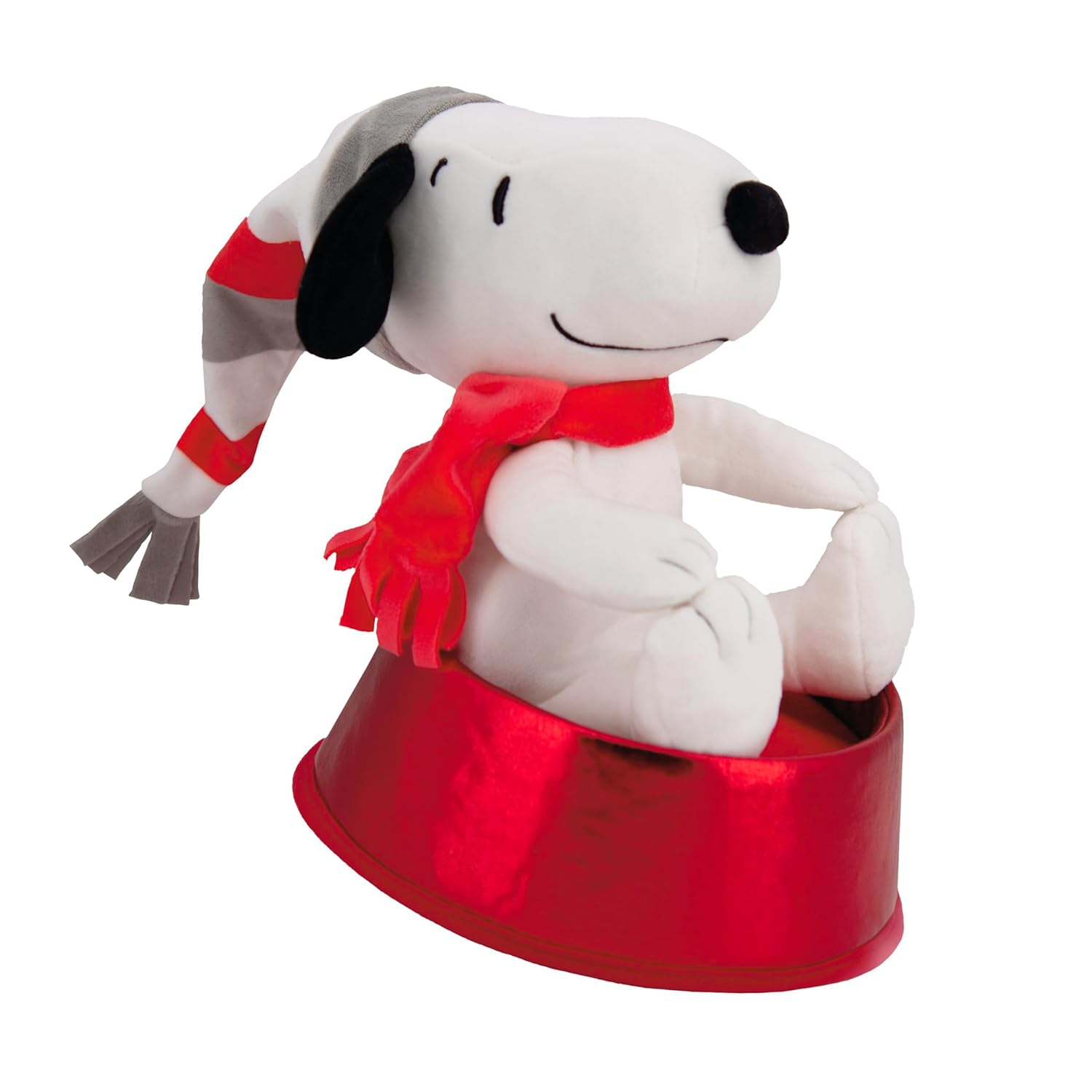 Snoopy Plush Fabric Christmas Tree Topper with Red Base