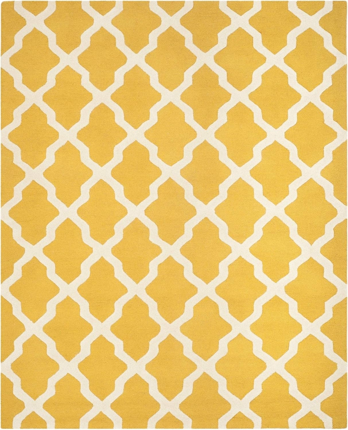 Handmade Gold and Ivory Wool Tufted 10' x 14' Rug