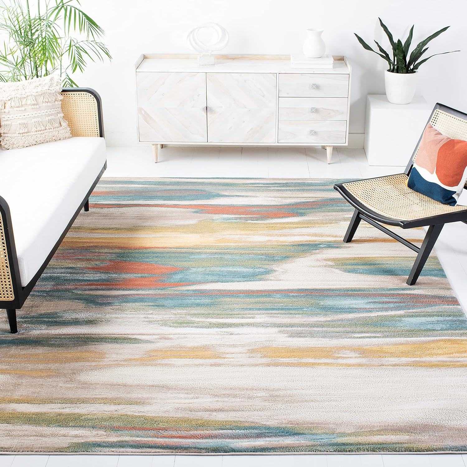 SAFAVIEH Skyler Ilija Wavy Marble Area Rug, Beige/Terracotta, 8' x 10'