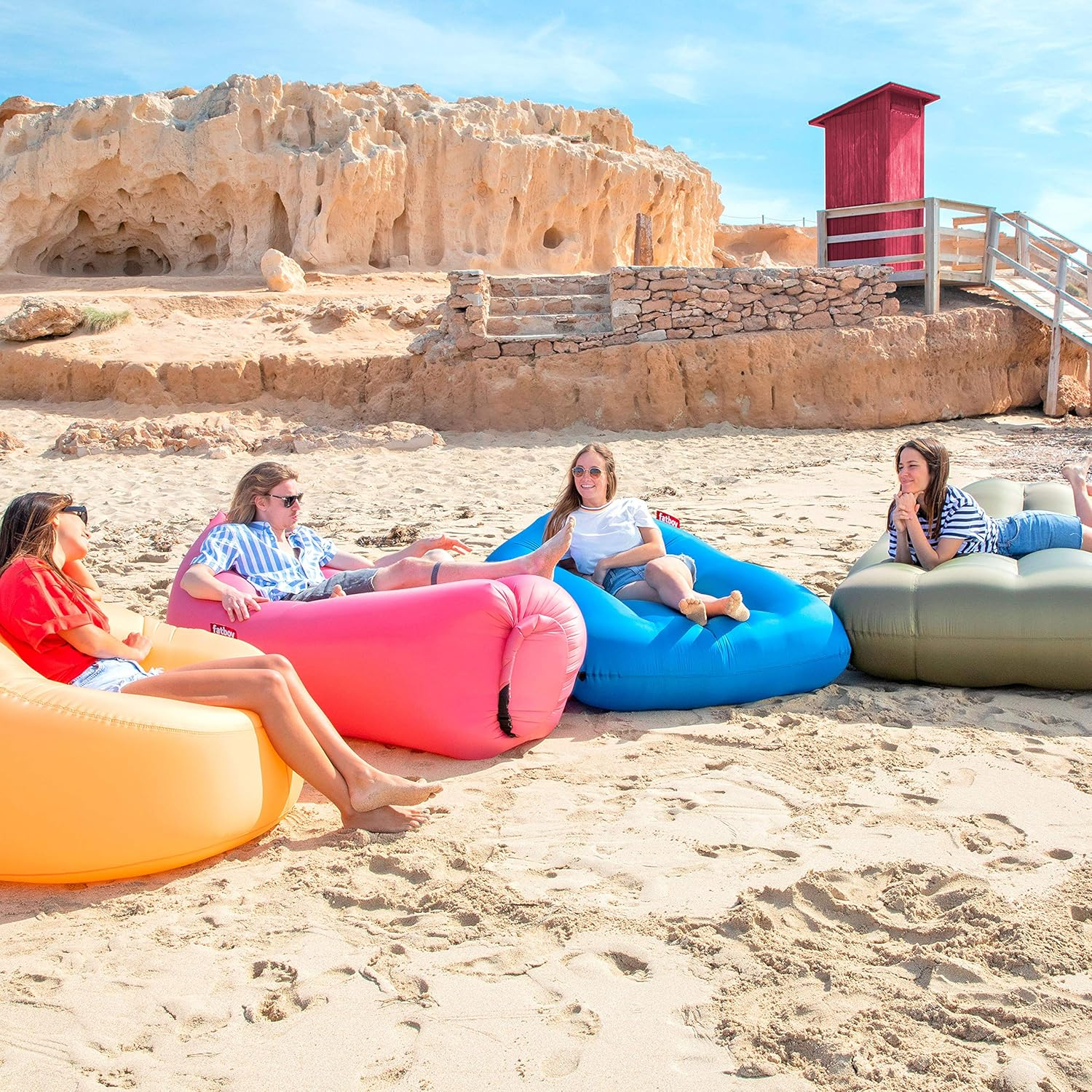 Fatboy Lamzac The Original Version 1 Inflatable Lounger with Carry Bag, Inflatable Couch for Indoor or Outdoor Hangout or Inflatable Lounge Air Chair - Orange