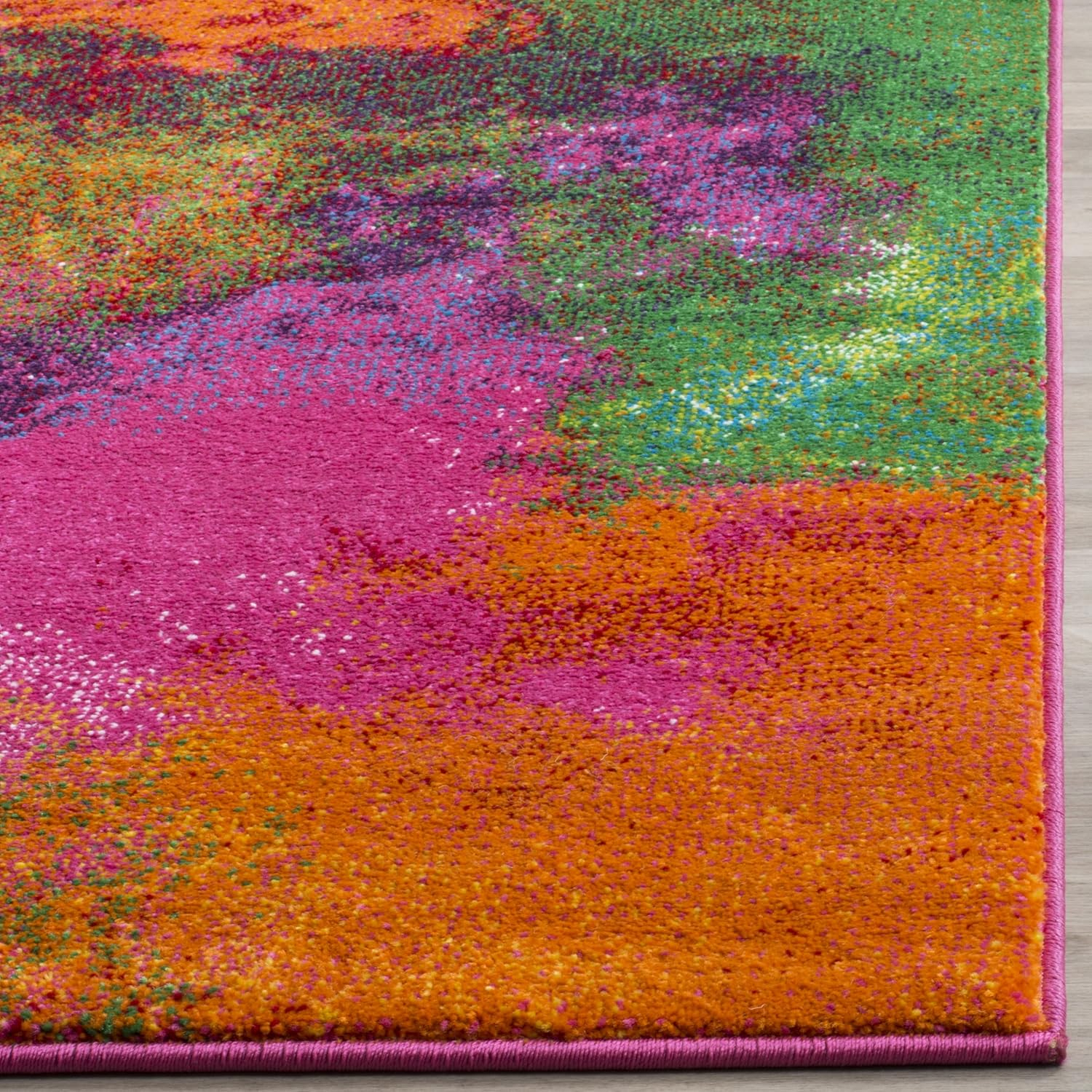 SAFAVIEH Watercolor Collection Accent Rug - 2'3" x 4', Orange & Green, Colorful Boho Abstract Design, Non-Shedding & Easy Care, Ideal for High Traffic Areas in Entryway, Living Room, Bedroom (WTC619D)