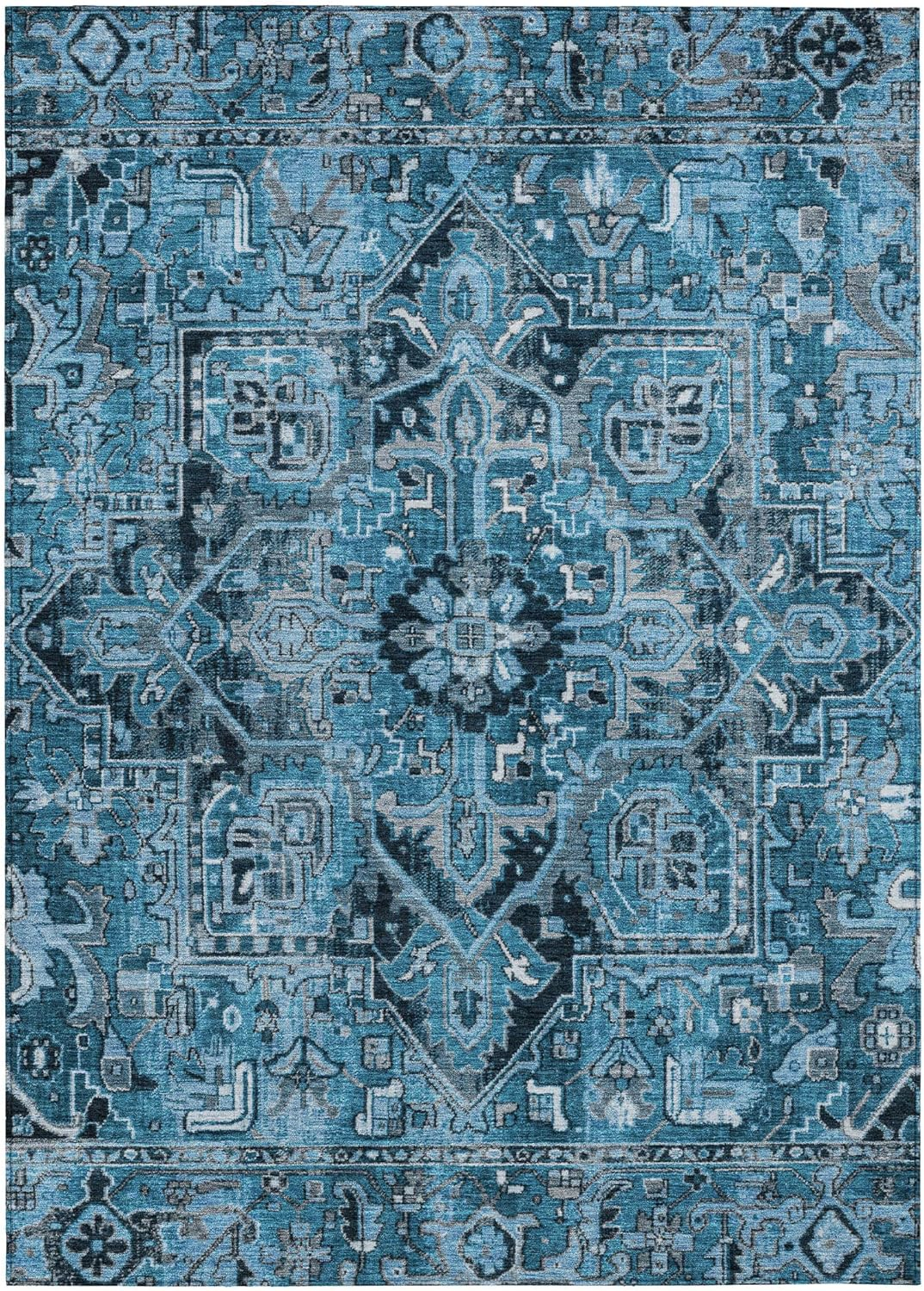 Addison Rugs Chantille ACN570 Blue 8' x 10 Indoor Outdoor Area Rug, Stain Resistant, Machine Washable, Non Shedding, Bedroom, Living Room, Dining Room, Kitchen Rug