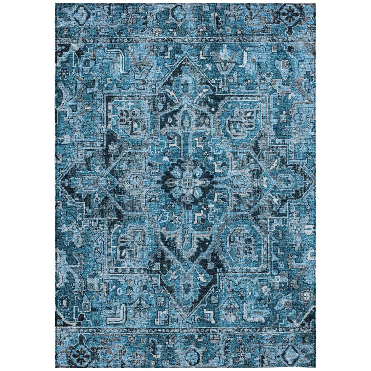 Addison Rugs Chantille ACN570 Blue 8' x 10 Indoor Outdoor Area Rug, Stain Resistant, Machine Washable, Non Shedding, Bedroom, Living Room, Dining Room, Kitchen Rug