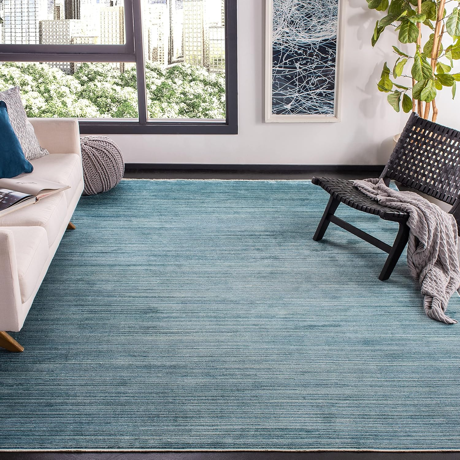 SAFAVIEH Dream Ethelyn Abstract Area Rug, Blue/Grey, 5' x 8'
