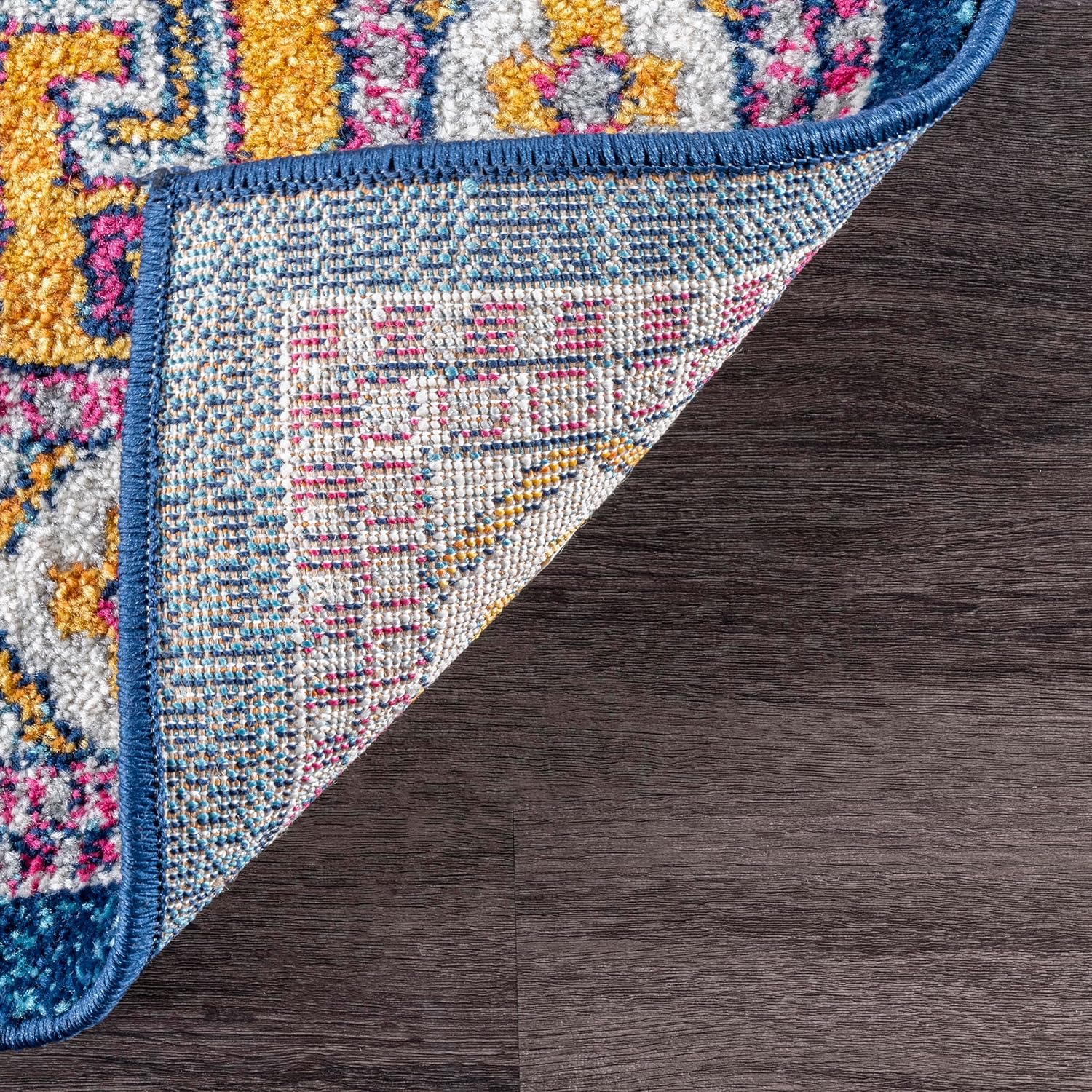 Navy and Multicolor Synthetic Rectangular Accent Rug, 2' x 3'