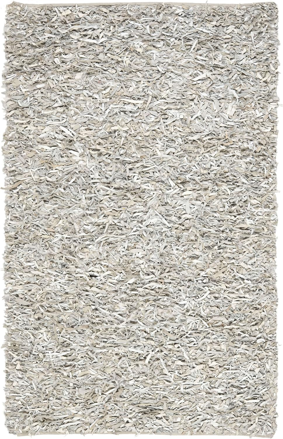 SAFAVIEH Mariam Leather Shag Area Rug, White, 4' x 6'