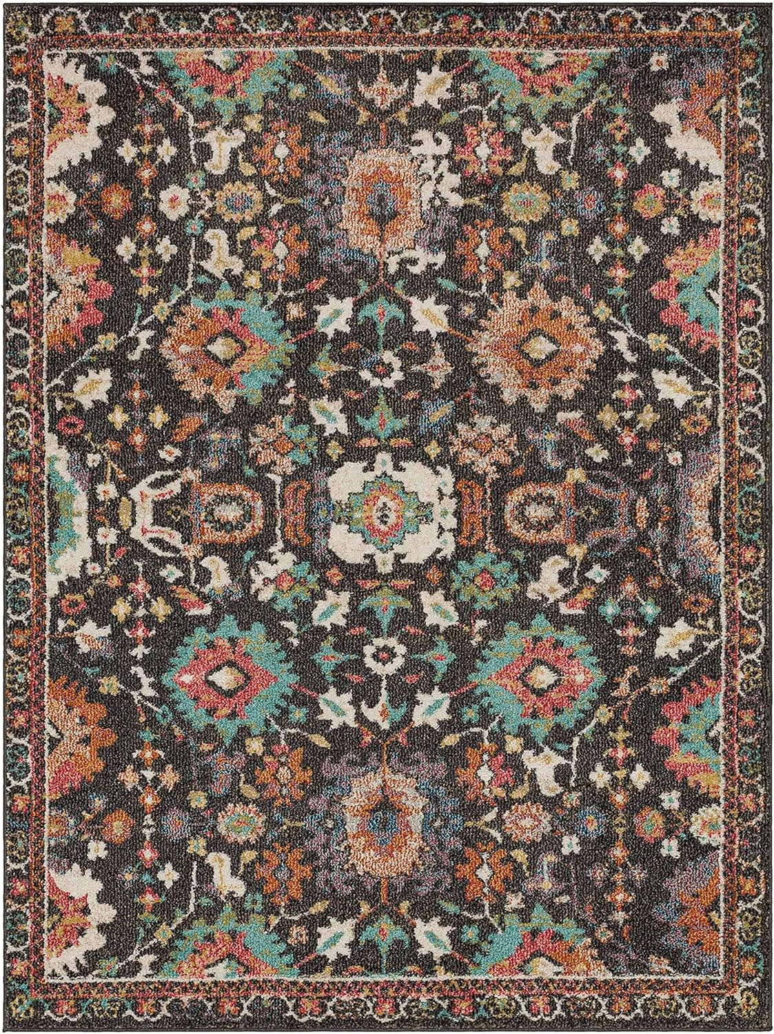 Mohawk Home Norwood Charcoal Grey 1' 11" x 3' Boho Ornamental Area Rug Perfect for Living Room, Dining Room, Office