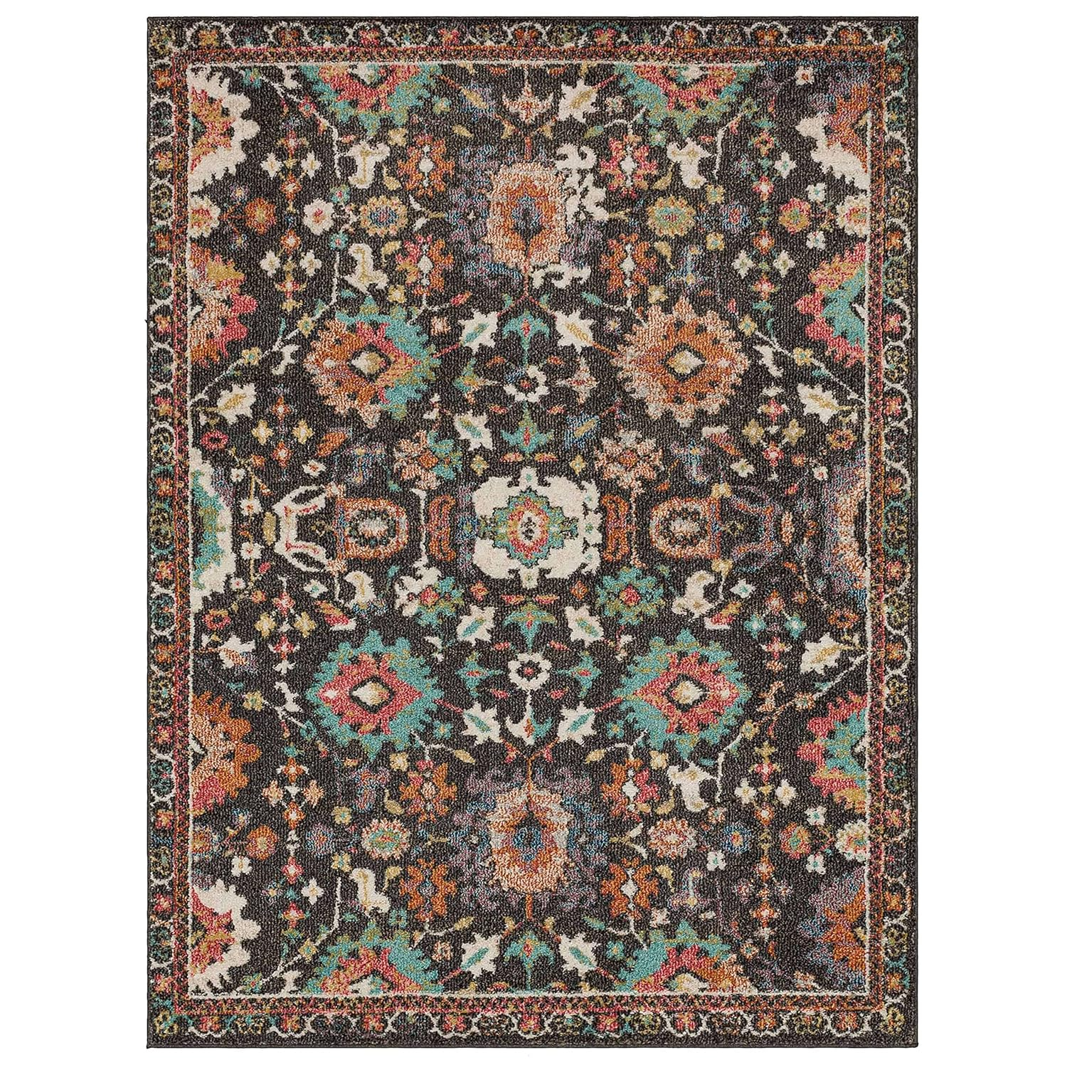 Mohawk Home Norwood Charcoal Grey 1' 11" x 3' Boho Ornamental Area Rug Perfect for Living Room, Dining Room, Office