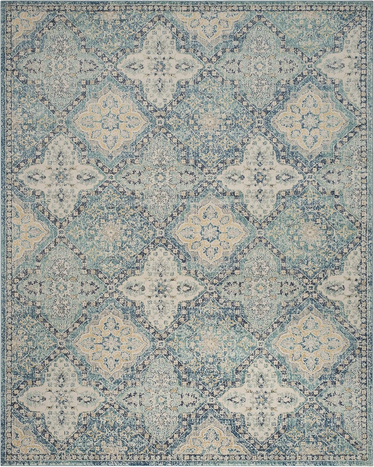 SAFAVIEH Evoke Isla Traditional Damask Area Rug, Light Blue/Ivory, 6'7" x 9'