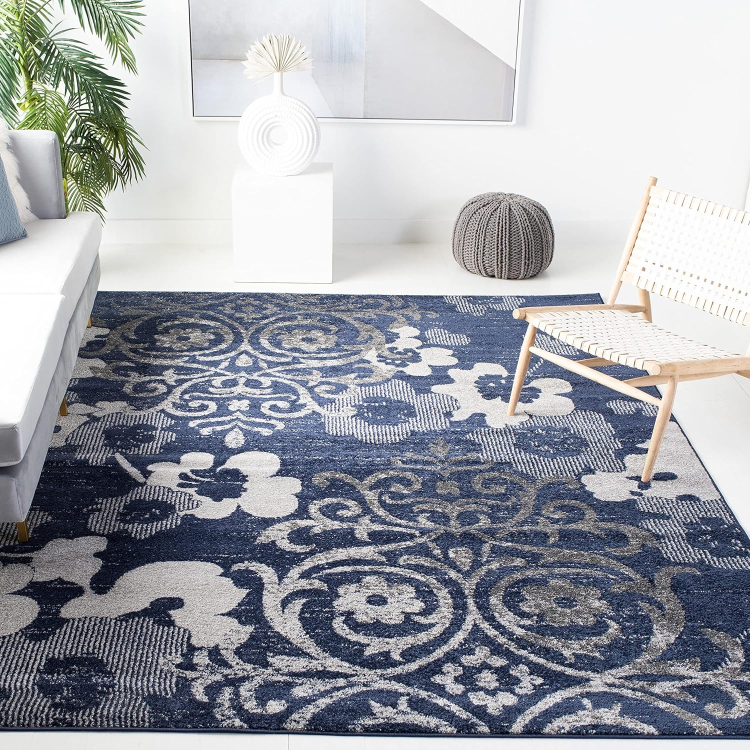 SAFAVIEH Adirondack Hortense Floral Area Rug, Grey/Ivory, 9' x 12'