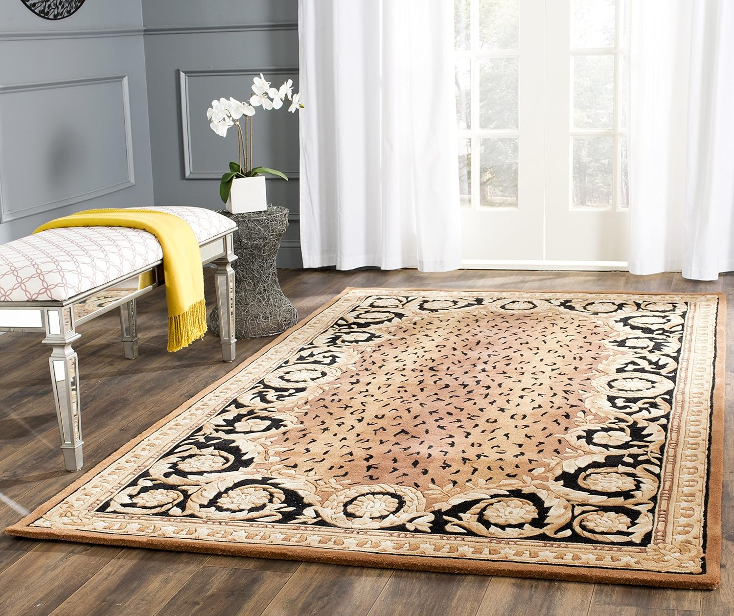 Naples NA712 Hand Tufted Accent Rug - Black/Gold - 2'6"x4'6" - Safavieh.