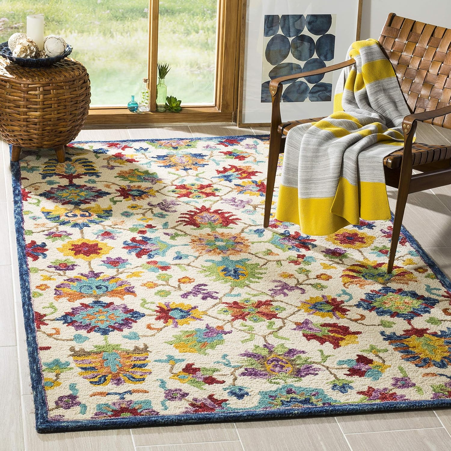Safavieh ASPEN, IVORY / BLUE, 7' X 7' Square, Area Rug, APN509A-7SQ