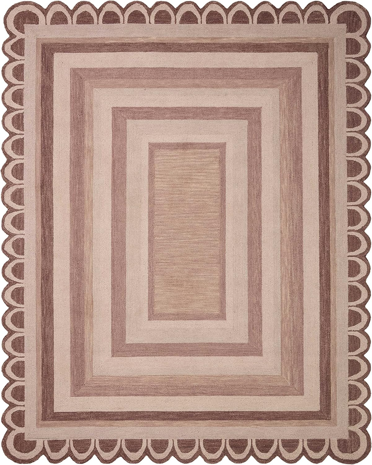 Handmade Clay Blush Whimsical Wool 45" x 27" Accent Rug