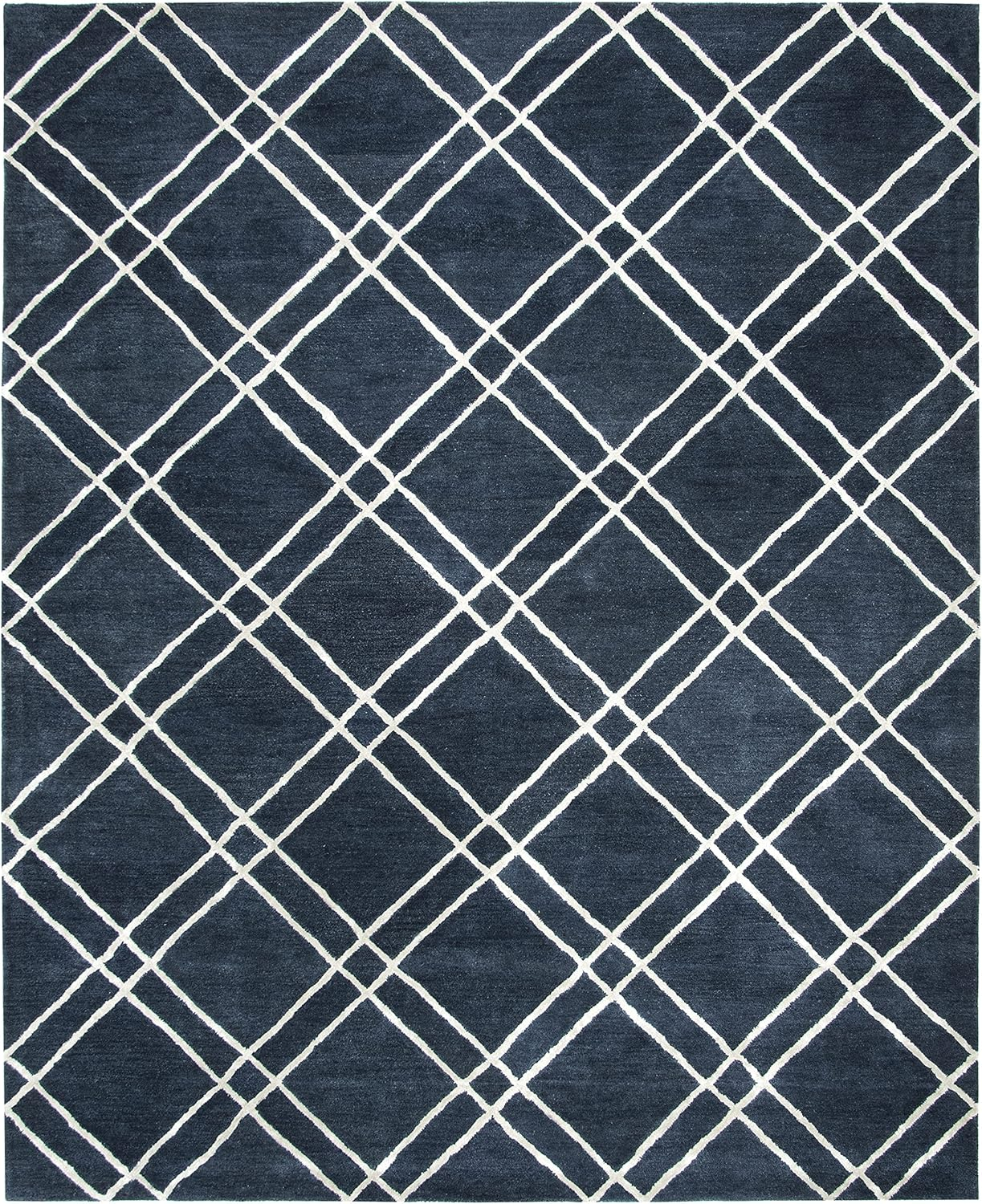 SAFAVIEH Himalaya Maralyn Geometric Wool Area Rug, Navy/Silver, 10' x 14'