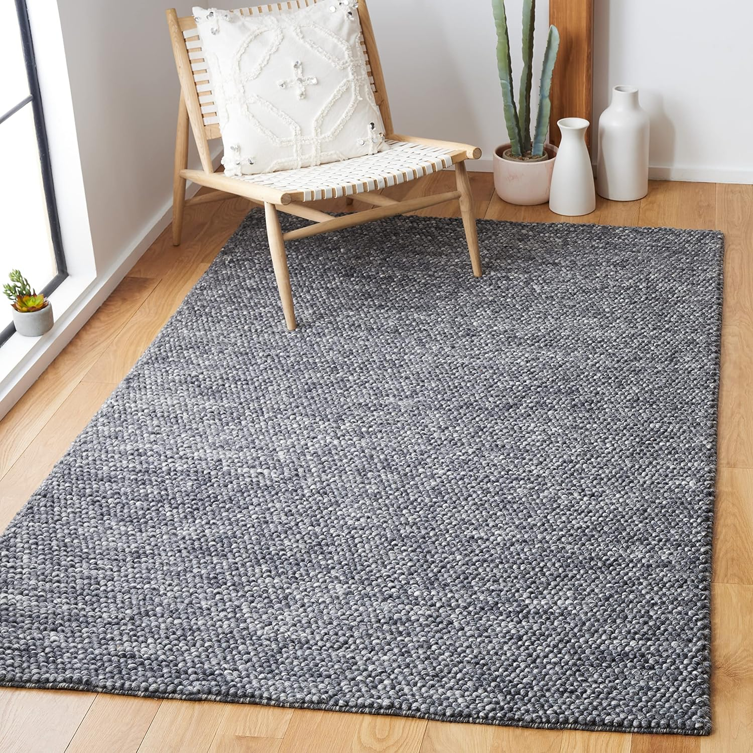 SAFAVIEH Natura Feride Geometric Area Rug, Dark Grey, 4' x 4' Square