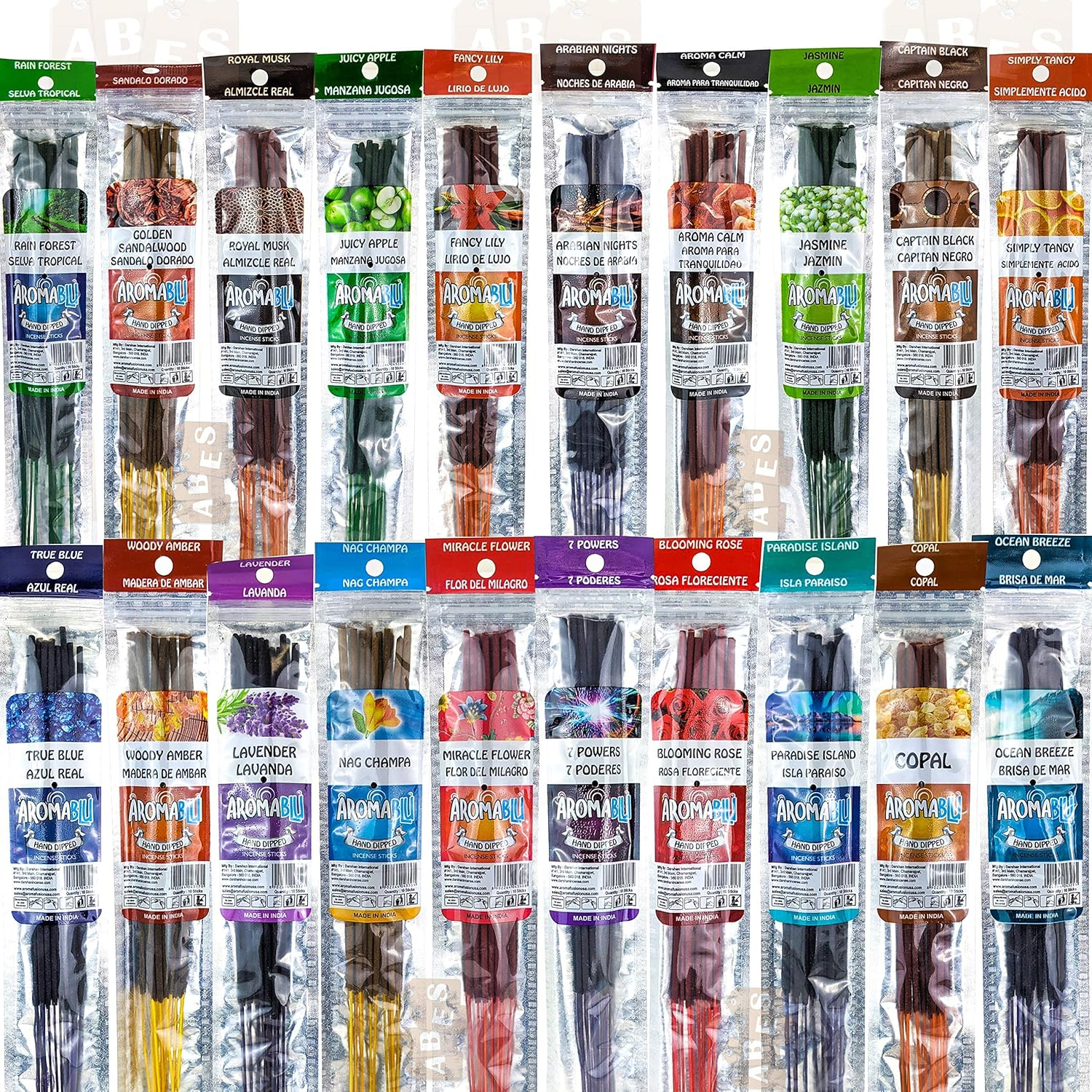 AromaBlu 11" Assorted Handmade Incense Sticks Pack