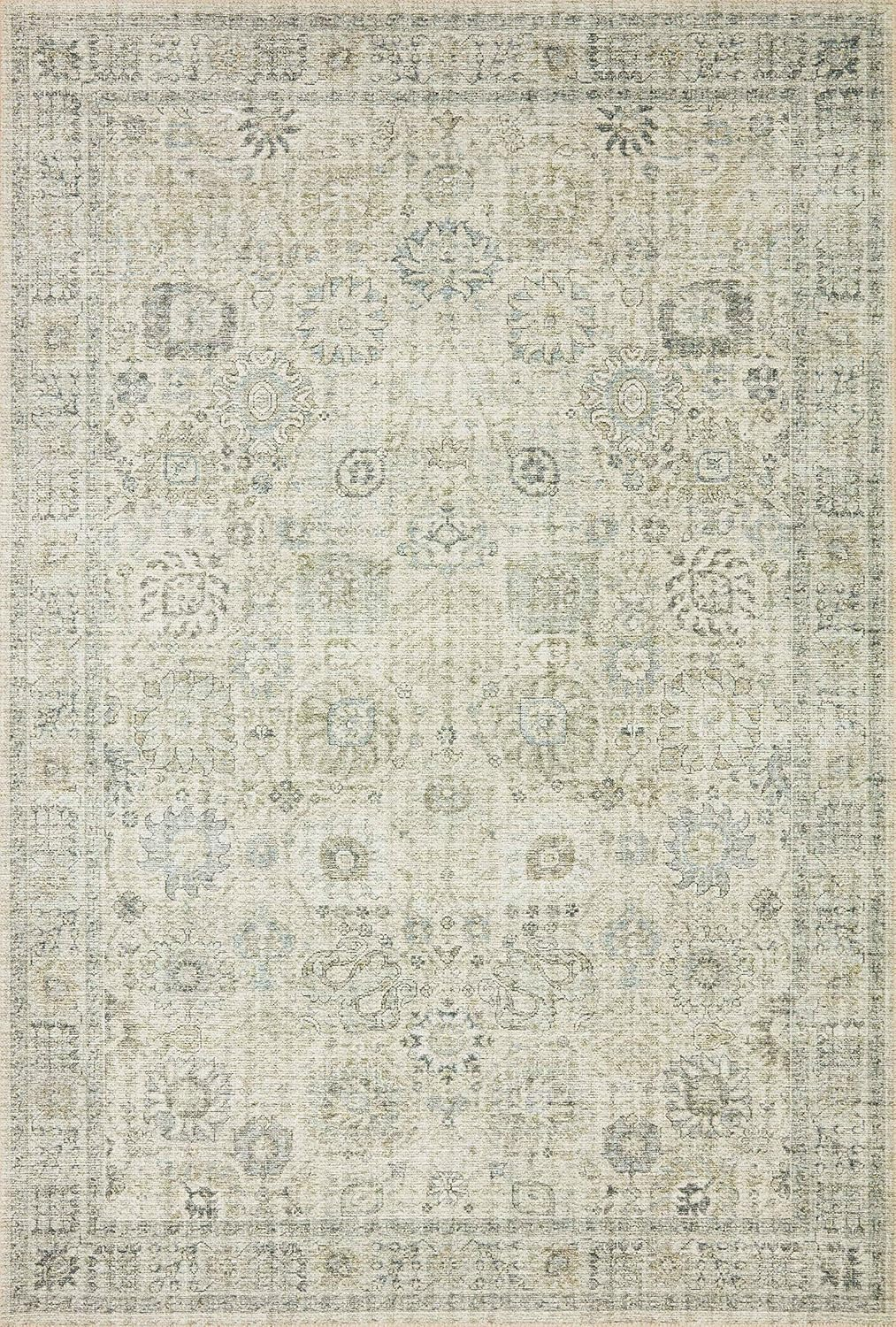 Rust and Blue Vintage Rectangular Polyester Area Rug