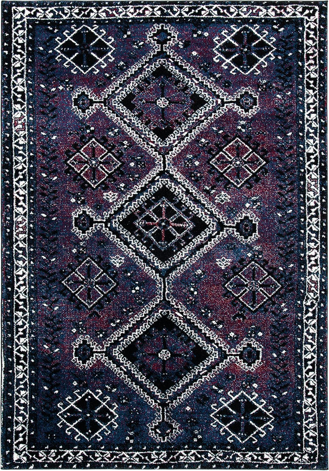 SAFAVIEH Vintage Hamadan Collection Area Rug - 8' x 10', Purple & Black, Oriental Distressed Design, Non-Shedding & Easy Care, Ideal for High Traffic Areas in Living Room, Bedroom (VTH293V)