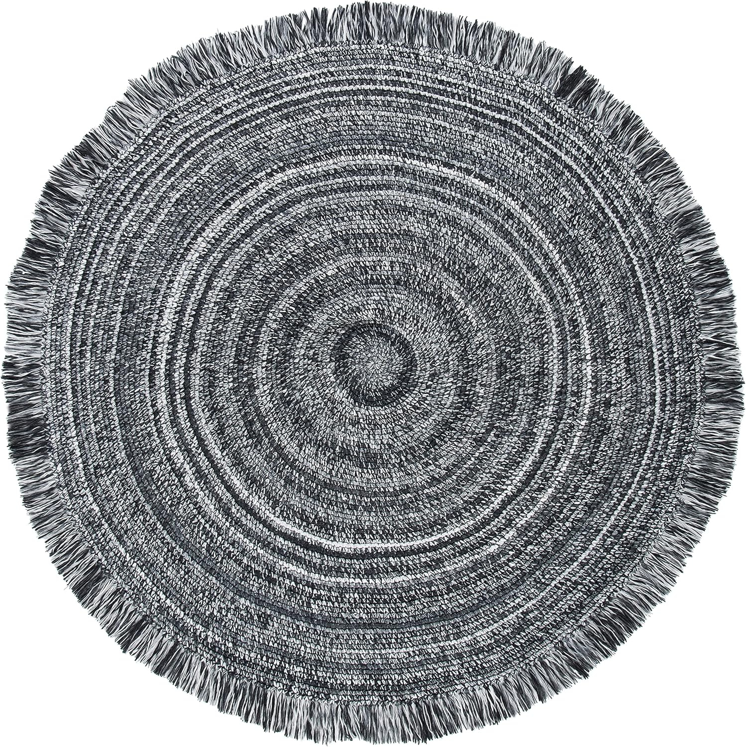 Ivory Braided Round Handmade Synthetic Area Rug, 4'