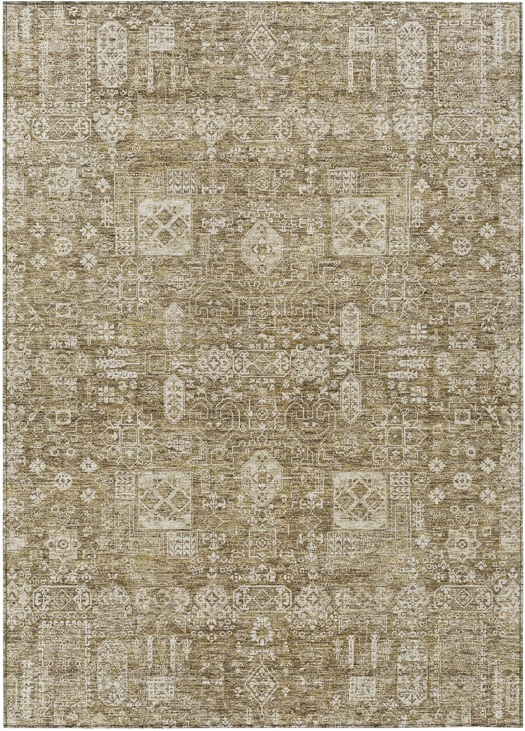 Brown Synthetic Flat Woven Washable Rectangular Rug 3' x 5'