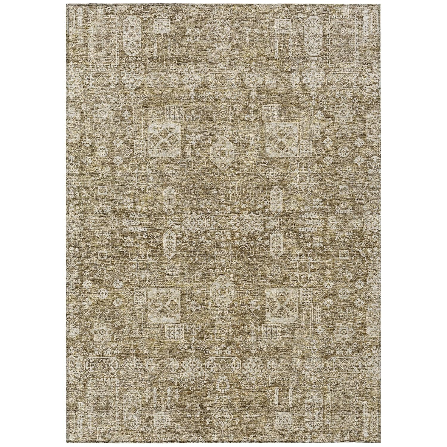 Brown Synthetic Flat Woven Washable Rectangular Rug 3' x 5'