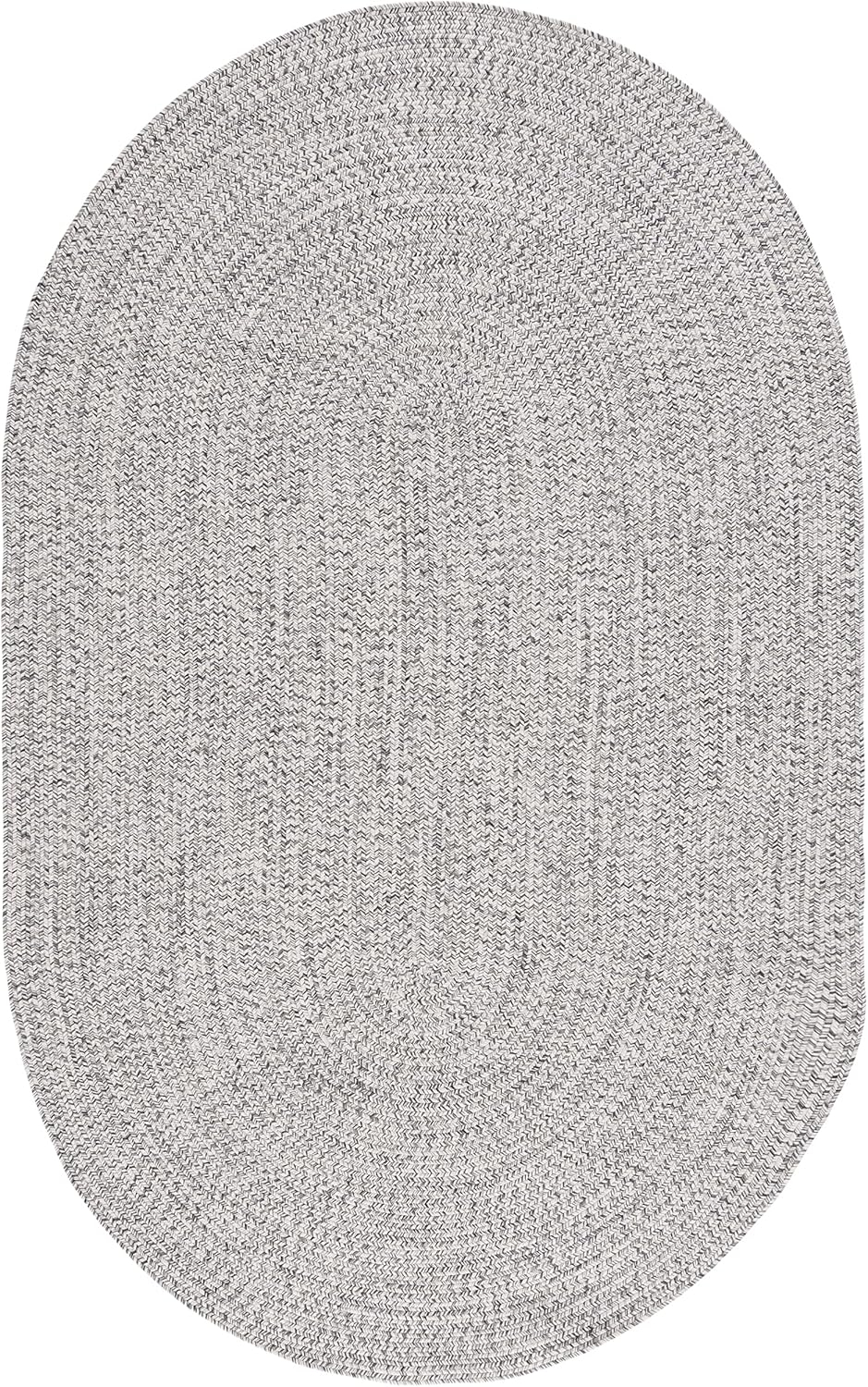 SAFAVIEH Braided Gino Distressed Machine Washable Reversible Area Rug, Grey/Ivory, 5' x 8' Oval