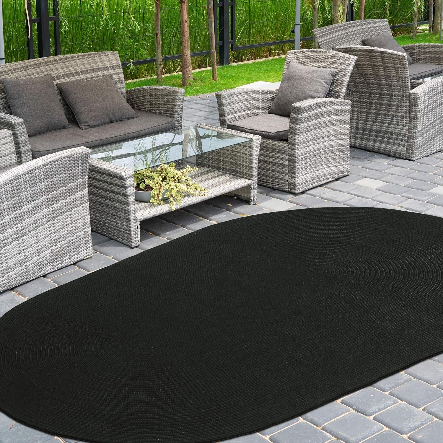 Superior Braided Indoor/ Outdoor Area Rug, 2' x 8' Oval, Lagoon Breeze