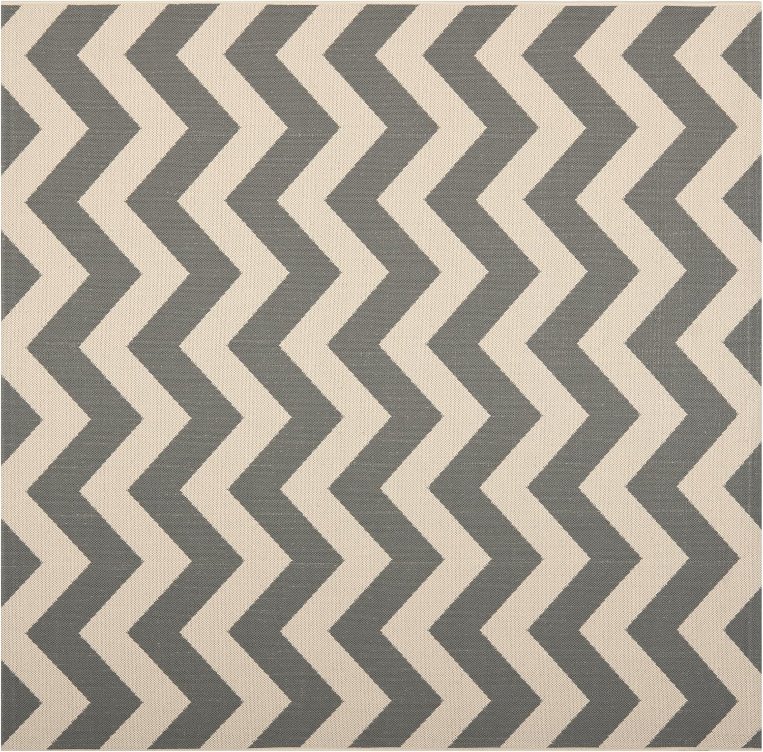 Safavieh Courtyard Bailey Chevron Indoor/Outdoor Area Rug, 4' x 4' Square, Grey/Beige