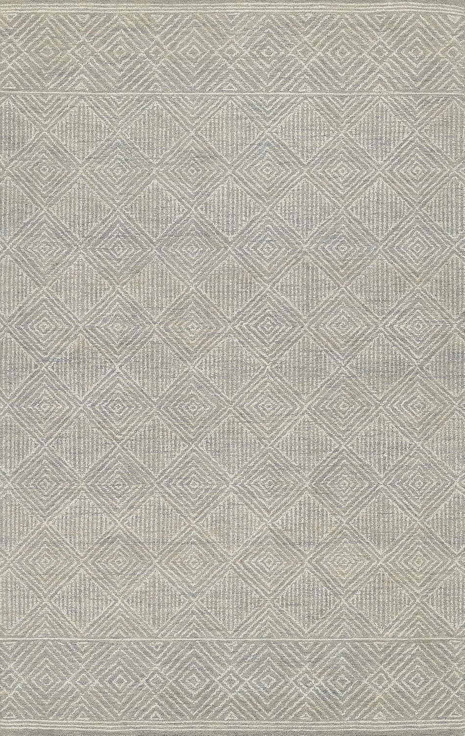 Momeni Mallorca Hand Hooked Wool Geometric Grey Area Rug 5' X 8'