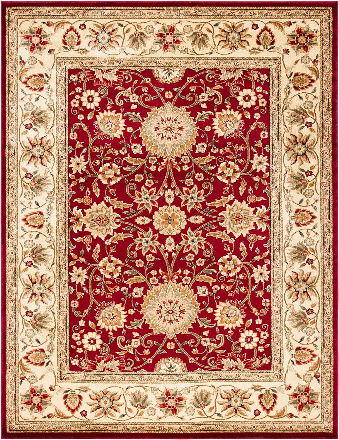 SAFAVIEH Lyndhurst Victoria Traditional Floral Area Rug, Red/Ivory, 9' x 12'