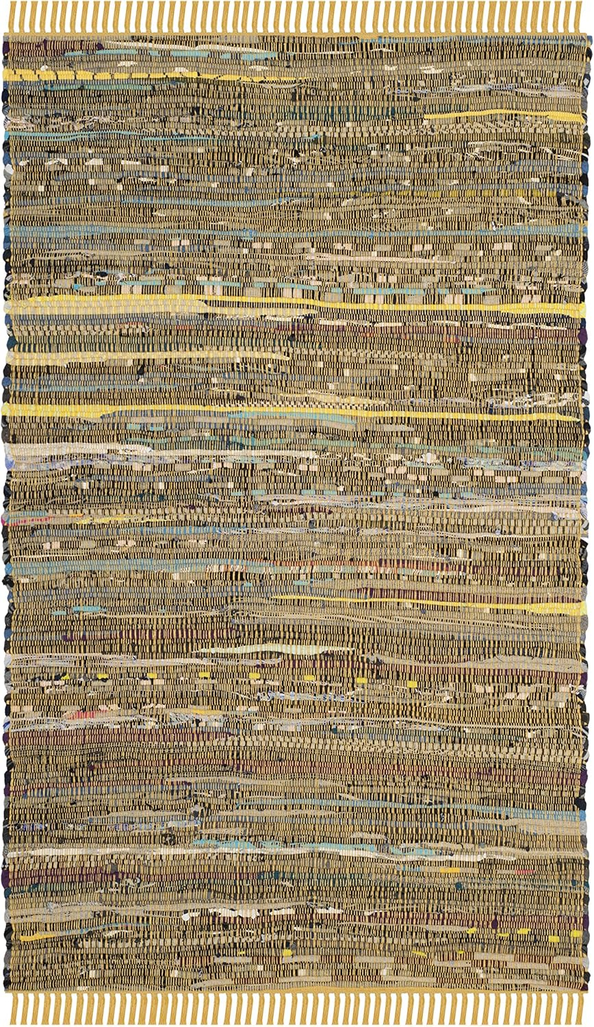 SAFAVIEH Rag Candis Striped Cotton Area Rug, Yellow/Multi, 2' x 3'