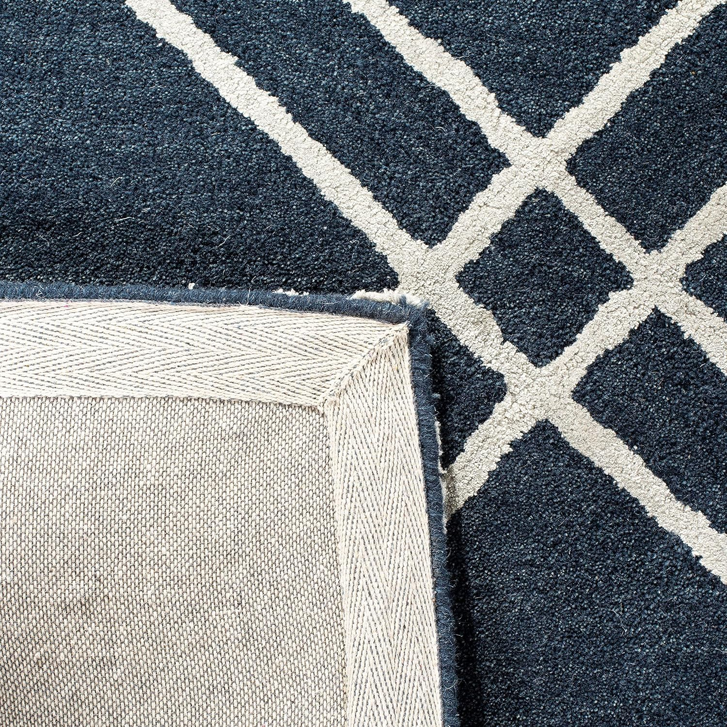 SAFAVIEH Himalaya Maralyn Geometric Wool Area Rug, Navy/Silver, 2' x 3'