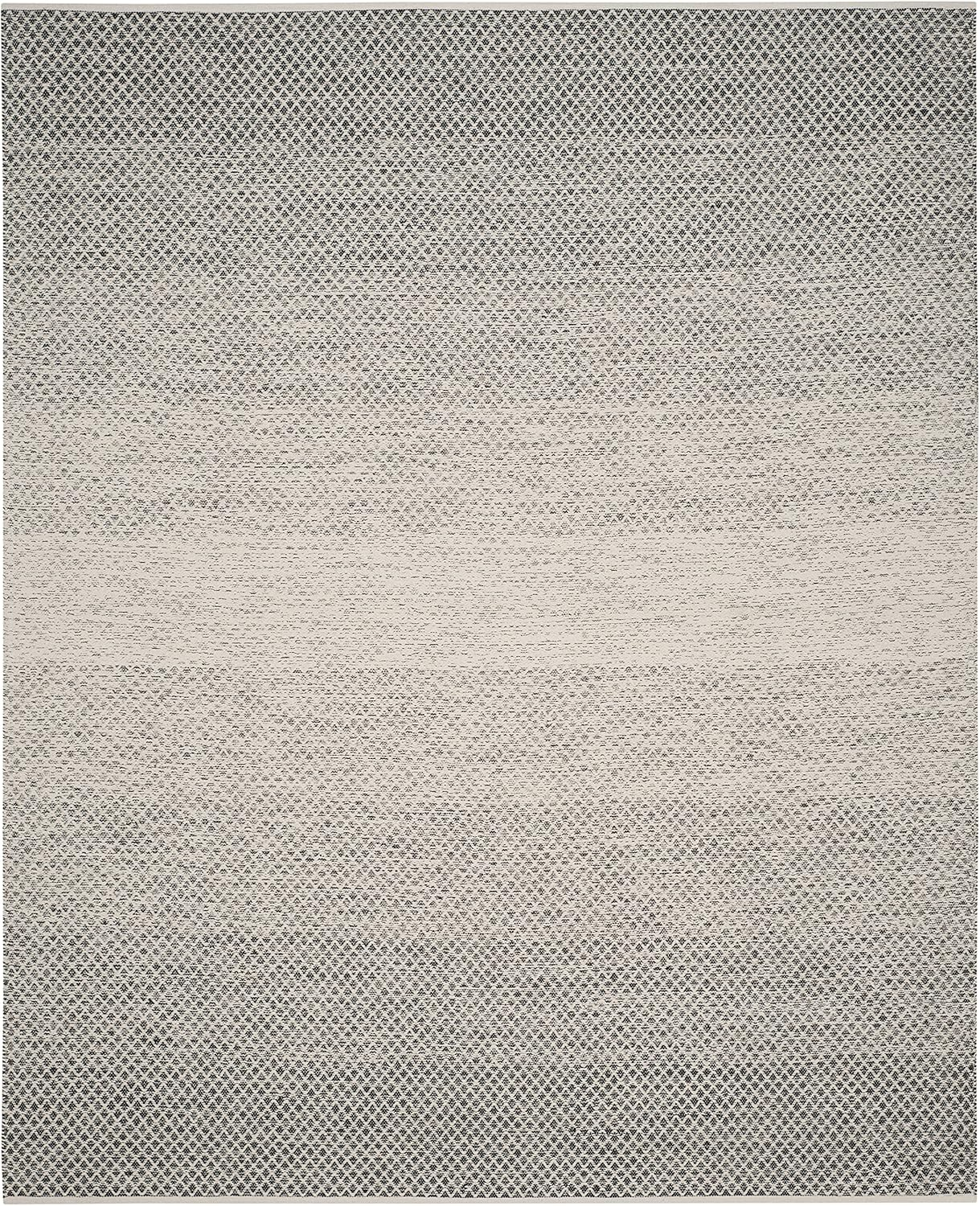 Handwoven Cotton Ikat Tie-Dye Effect Black/Ivory Rug - 68x22 in
