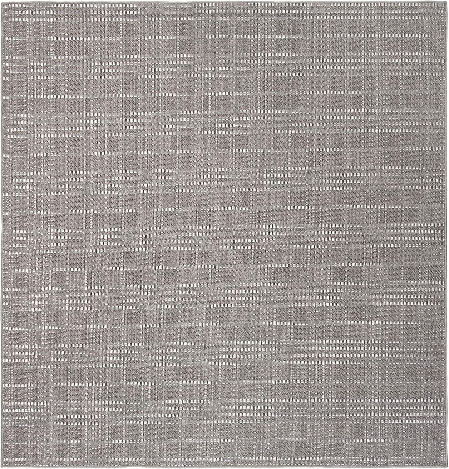 SAFAVIEH Bermuda Lavern Geometric Machine Washable Indoor/Outdoor Area Rug, Grey, 5'3" x 5'3" Square