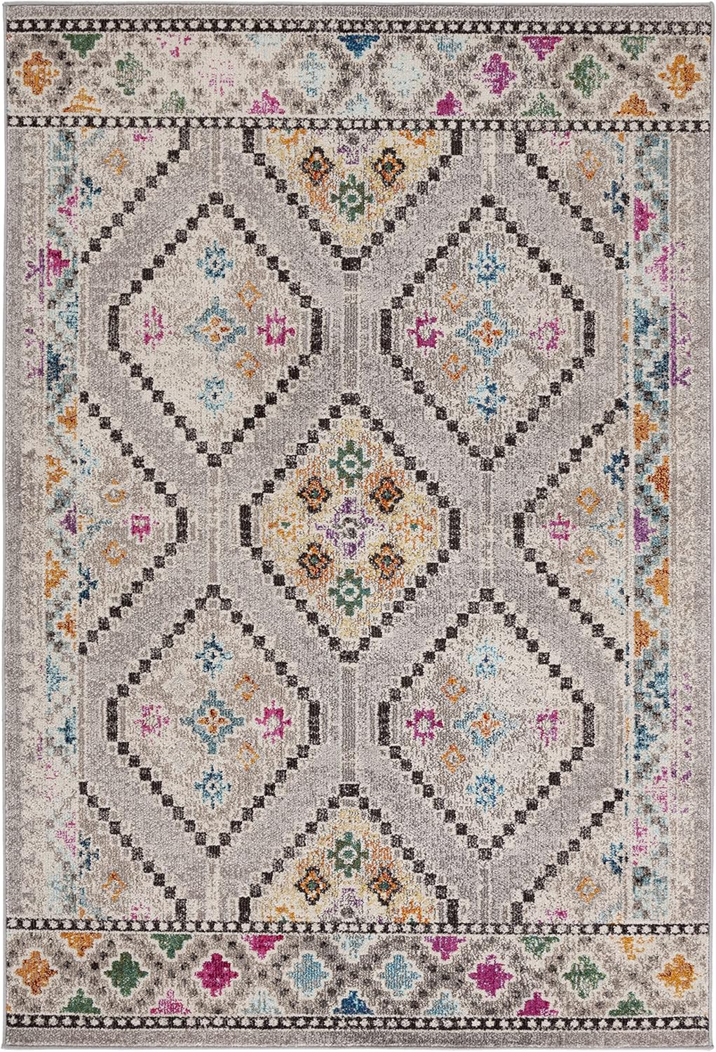 SAFAVIEH Madison Dayna Trellis Bordered Area Rug, Grey/Beige, 9' x 12'