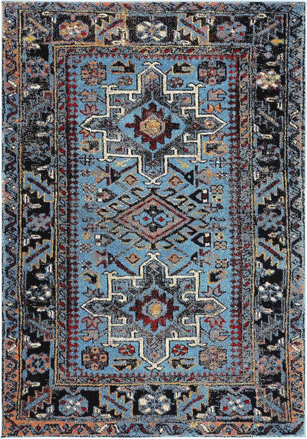 Red and Black Synthetic Rectangular 9' x 12' Area Rug