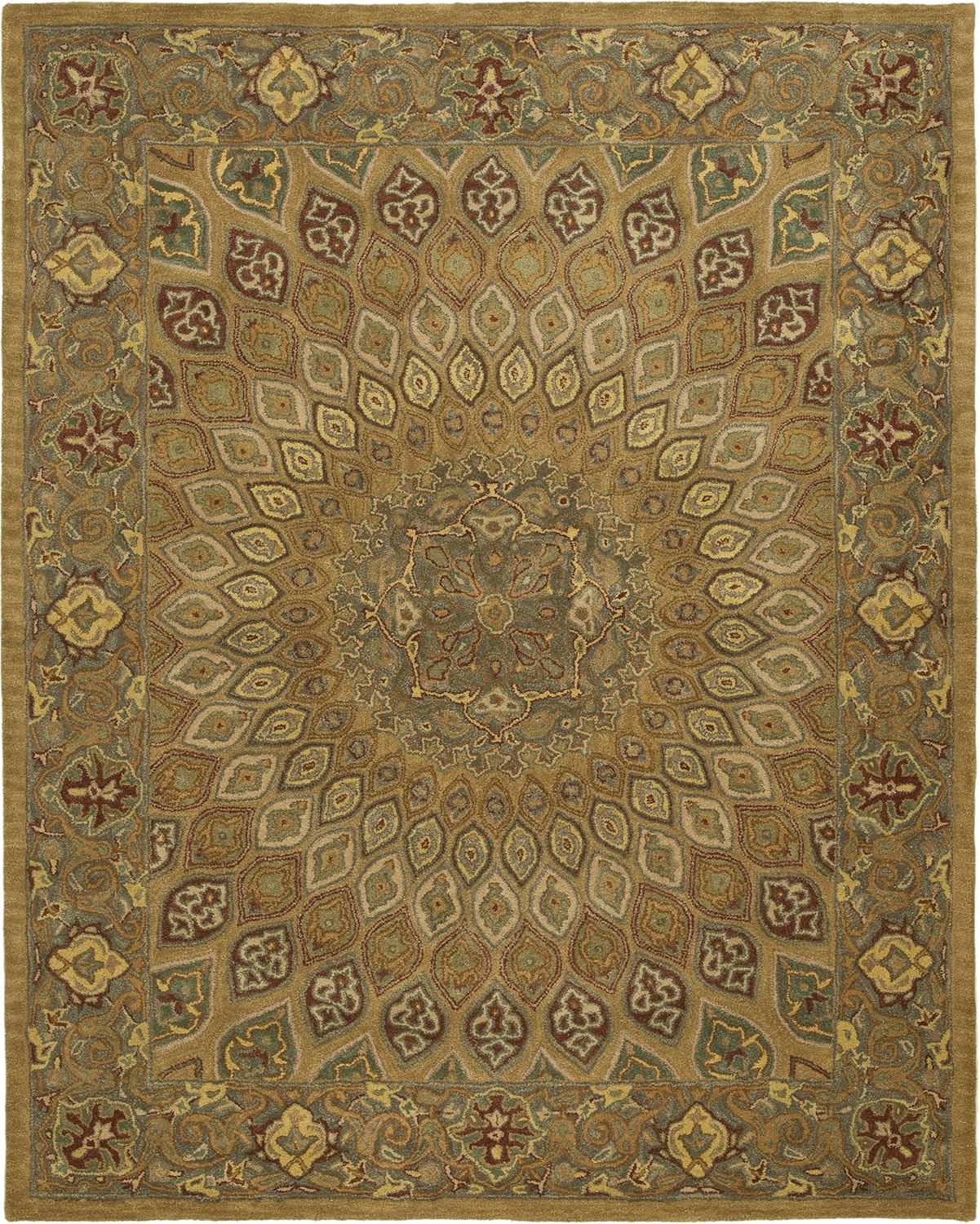 SAFAVIEH Heritage Shevon Traditional Wool Area Rug, Light Brown/Grey, 9'6" x 13'6"