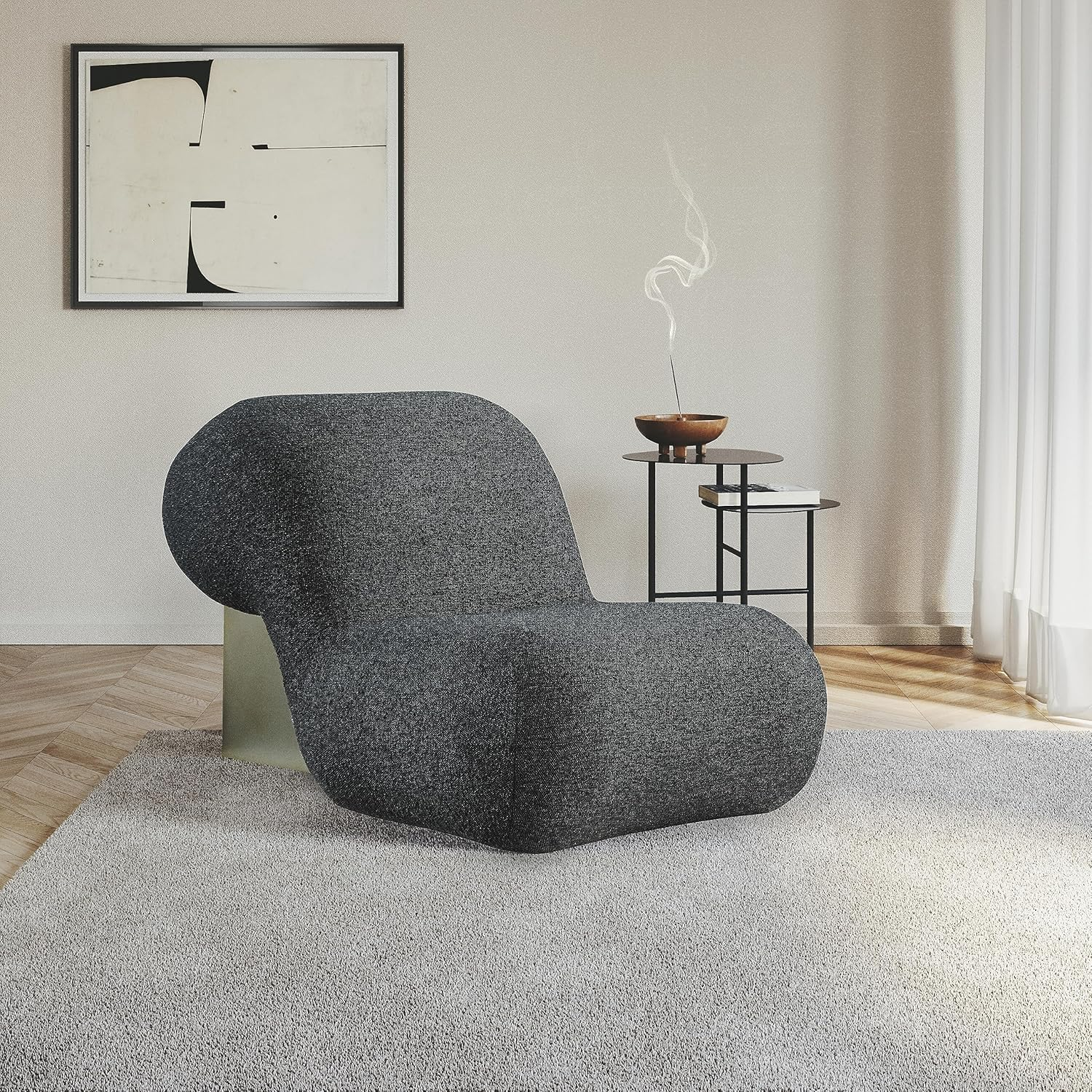 Meridian Furniture Quadra Black Boucle Fabric Accent Chair