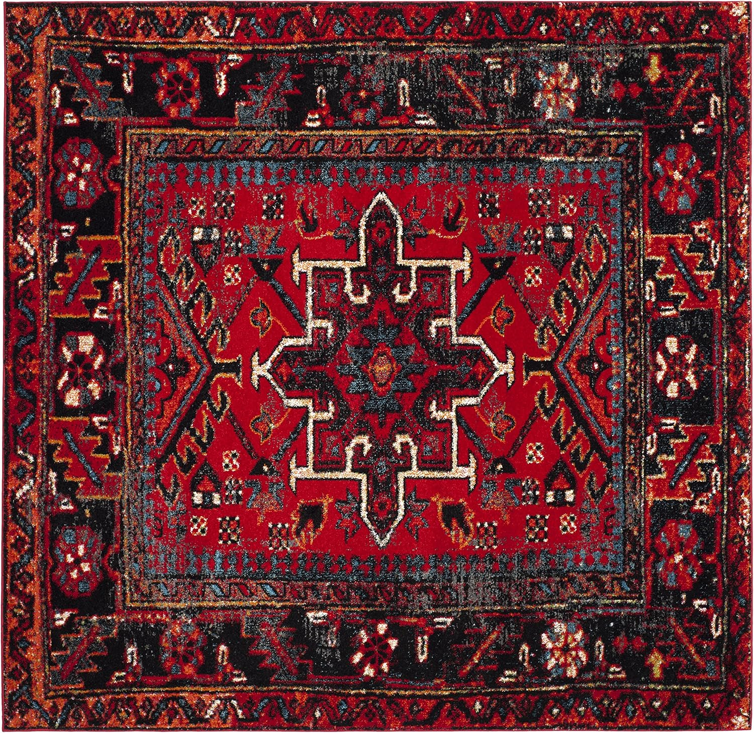 SAFAVIEH Vintage Hamadan Dania Oriental Area Rug, Red/Multi, 11' x 11' Square